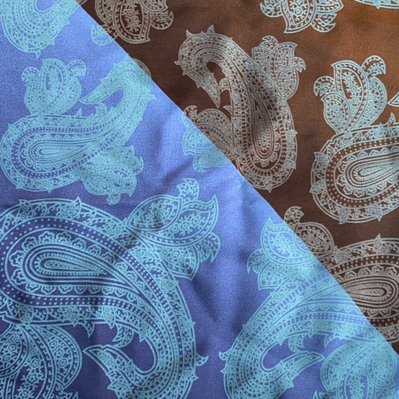 Jones New York Paisley Scarf 21” Square Purple Brown Orange Gold - Picture 8 of 10